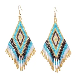 Ethnic style long earrings - with crystals beads