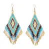Ethnic style long earrings - with crystals beads
