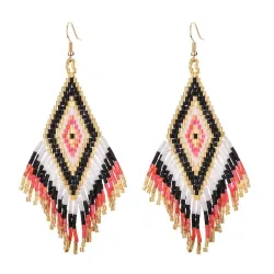 Ethnic style long earrings - with crystals beads