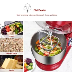 BioloMix - Küchenmaschine - Edelstahlschüssel - 6 Geschwindigkeiten / Schneebesen / Teigkneten - 1200W / 5L