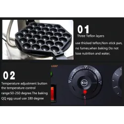 Electric bubble waffle maker - non-stick pan - 110V / 220VBakeware