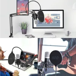 MicrófonosMicrófono de condensador para podcasts - cardioide de transmisión de PC profesional - kit - USB - 192kHZ / 24bit