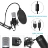 Mikrofon pojemnościowy do podcastów - profesjonalny kardioidalny streaming PC - zestaw - USB - 192kHZ/24bitMikrofony
