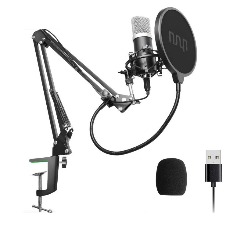 Podcast condenser microphone - professional PC streaming cardioid - kit - USB - 192kHZ/24bit