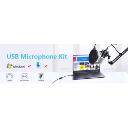 Podcast condenser microphone - professional PC streaming cardioid - kit - USB - 192kHZ/24bit