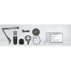Podcast condenser microphone - professional PC streaming cardioid - kit - USB - 192kHZ/24bit