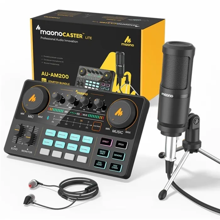 LITE AM200-S1 - all-in-one microphone - mixer kit - audio interface - with condenser microphone / earphones