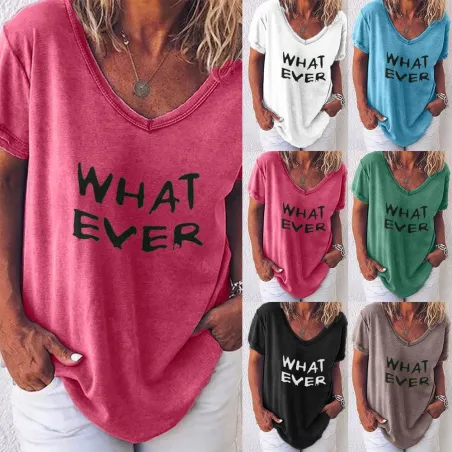 Klassisches lockeres T-Shirt - Kurzarm - Buchstabendruck