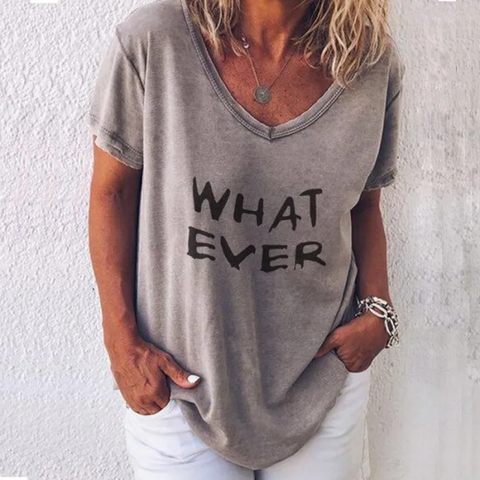 Klassisches lockeres T-Shirt - Kurzarm - Buchstabendruck