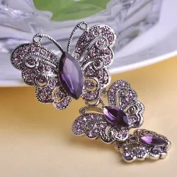 BrochesBig Brand Fashion Korean Jewelry Antique Silver Vintage Butterfly Brooches Shiny Noble Austrian Crystal Broches Femini...