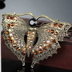 BrochesVintage Butterfly Brooch For Women Party Gifts Colares Rhinestone Brooches Bouquet Green insect Hijab Accessories Scar...