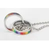 Rainbow double rings pendant - stainless steel necklace