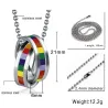 Pendentif arc-en-ciel double anneaux - collier en acier inoxydable