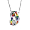 Pendentif arc-en-ciel double anneaux - collier en acier inoxydable