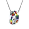 Pendentif arc-en-ciel double anneaux - collier en acier inoxydable