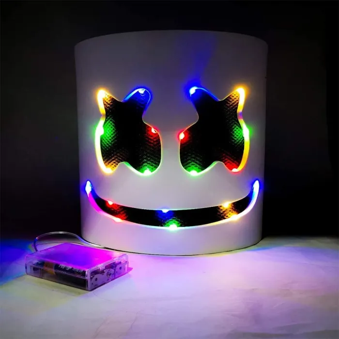 Luminous helmet mask - full face prop - halloween party - entertainment - breathable - led lighting