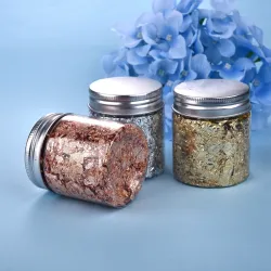 Gold leaf flakes - silver confetti - DIY - crafts -  art - one bottle