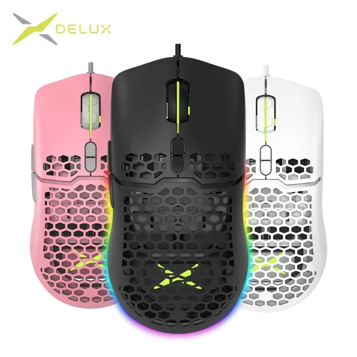 Delux M700A - wired gaming mouse - RGB - 7200DPI - lightweight - ergonomic - honeycomb shell