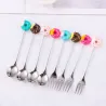 Dessert fork / spoon - with decorative doughnut - stainless steel