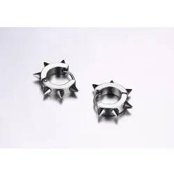 AretesPendientes redondos pequeños estilo hip hop - con remaches - negro / plata - unisex