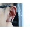 Hip Hop style small round earrings - with rivets - black / silver - unisex