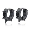 Petites boucles d'oreilles rondes style Hip Hop - avec rivets - noir / argent - unisexe