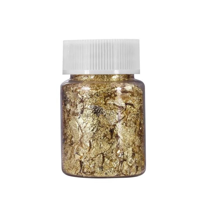 Gold leaf flakes - silver confetti - DIY - crafts -  art - one bottle