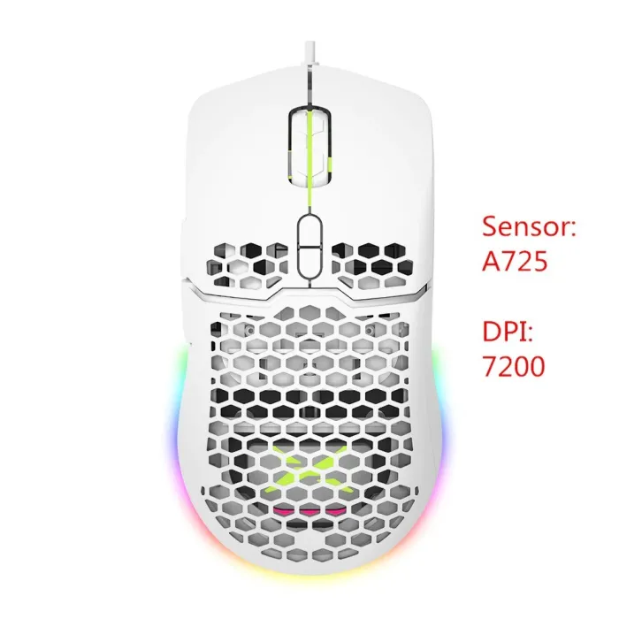 Delux M700A - bedrade gamingmuis - RGB - 7200DPI - lichtgewicht - ergonomisch - honingraatschaalMuizen