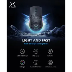 Delux M700A - bedrade gamingmuis - RGB - 7200DPI - lichtgewicht - ergonomisch - honingraatschaalMuizen