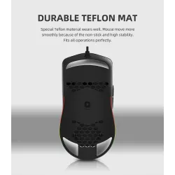 Delux M700A - przewodowa mysz do gier - RGB - 7200DPI - lekka - ergonomiczna - skorupa o strukturze plastra mioduMyszki