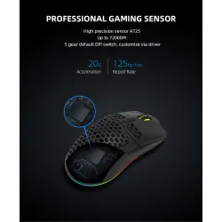 Delux M700A - kabelgebundene Gaming-Maus - RGB - 7200DPI - leicht - ergonomisch - Wabenschale