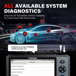 TOPDON ArtiDiag800 - skaner OBD2 - narzędzie diagnostyczne do samochodów - czytnik kodów pełnego systemuDiagnoza