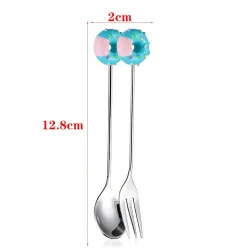 Dessert vork / lepel - met decoratieve donut - roestvrij staalBestek