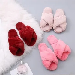 Warm fluffy indoor slippers for women - soft - furry - cozy