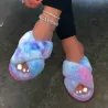 Warm fluffy slippers - non slip - crossed front straps
