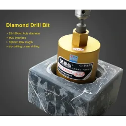 Diamond core drill bit - M22 interface - saw cutter reinforced concrete / marble / dry / wet water drilling - M22 - 25 - 180mm