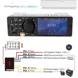 Autoradio Bluetooth - 4.1" - 1 DIN - TF - USB - ISO - Lecteur MP5 - écran tactile - chargeur rapide