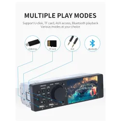 Bluetooth bilradio - 4,1" - 1 DIN - TF - USB - ISO - MP5 spiller - berøringsskjerm - hurtiglader