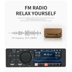 Bluetooth bilradio - 4,1" - 1 DIN - TF - USB - ISO - MP5 spiller - berøringsskjerm - hurtiglader