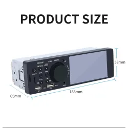 Autoradio Bluetooth - 4.1" - 1 DIN - TF - USB - ISO - Lecteur MP5 - écran tactile - chargeur rapide
