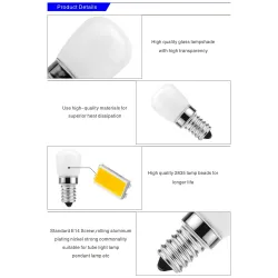 Ampoule pour réfrigérateur - LED SMD2835 - E14 - 3W - 220V - 2 pièces