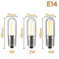 Mini LED-pære - dæmpbar - COB - E12 / E14 - 1W / 2W / 4W - til køleskab - 2 stk.