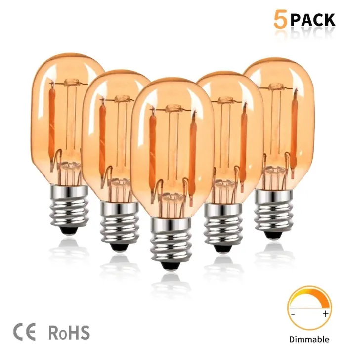 Vintage żarówka LED - tuba Edisona - T22 - 2200K - E12 / E14 - 1W - ściemnialna - bursztynowe szkło - 5 sztukE14
