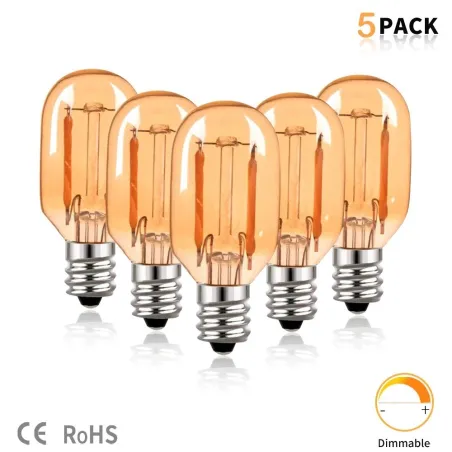 Vintage żarówka LED - tuba Edisona - T22 - 2200K - E12 / E14 - 1W - ściemnialna - bursztynowe szkło - 5 sztukE14