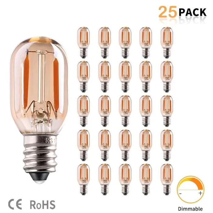 Vintage żarówka LED - rurkowa Edison - T22 - E12 - E14 - 1W - ściemnialna - 2200K złota - 25 sztukE14