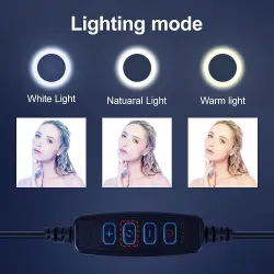 Trípodes y soportesAnillo selfie LED - lámpara de luz de relleno - con trípode - para maquillaje / video / fotos - regulable