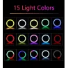 Selfie LED ring - RGB - dimmable fill light - with tripod - for photography / makeup / video