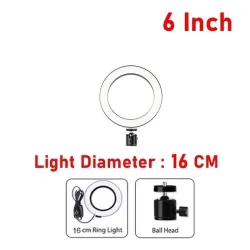 Trípodes y soportesAnillo selfie LED - lámpara de luz de relleno - con trípode - para maquillaje / video / fotos - regulable