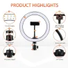 Trípodes y soportesAnillo selfie LED - lámpara de luz de relleno - con trípode - para maquillaje / video / fotos - regulable