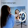 Trípodes y soportesAnillo selfie LED - lámpara de luz de relleno - con trípode - para maquillaje / video / fotos - regulable